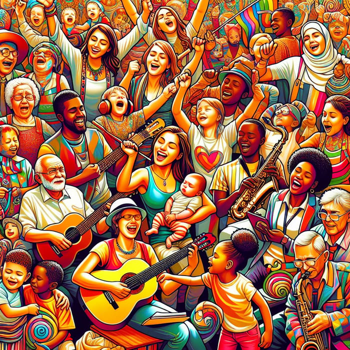 Happy Multicultural Group - Musicians, Mothers, Children & More