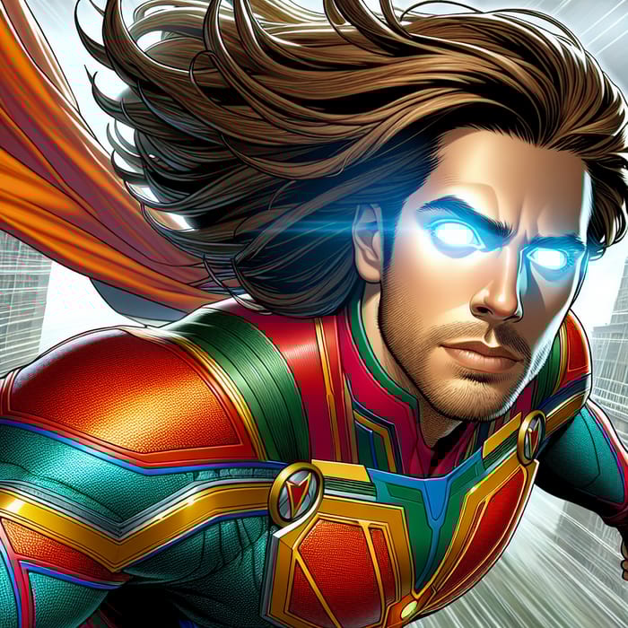 Mind Power Superhero | Long Brown Hair & Vibrant Costume | AI Art ...