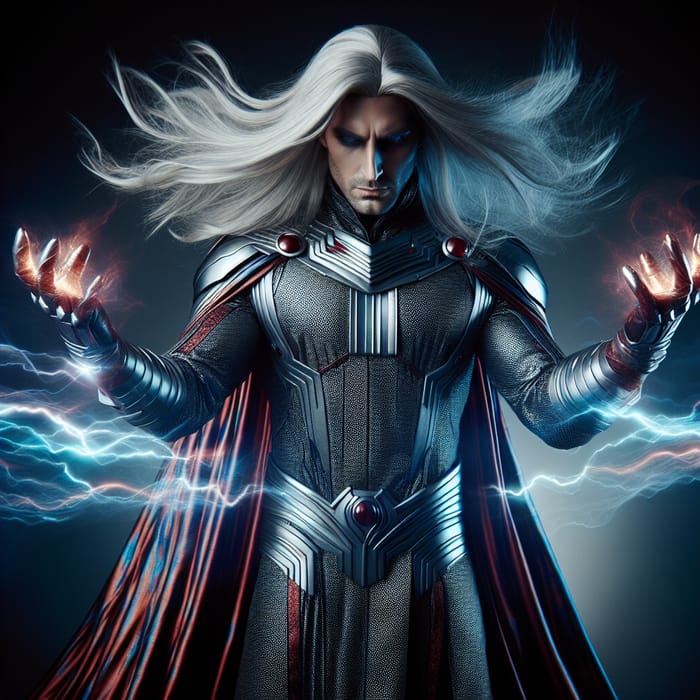 Male Super Villain with Platinum Blonde Hair and Magnetic Powers