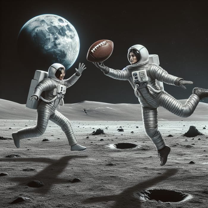 Football on Moon: International Astronauts Playing