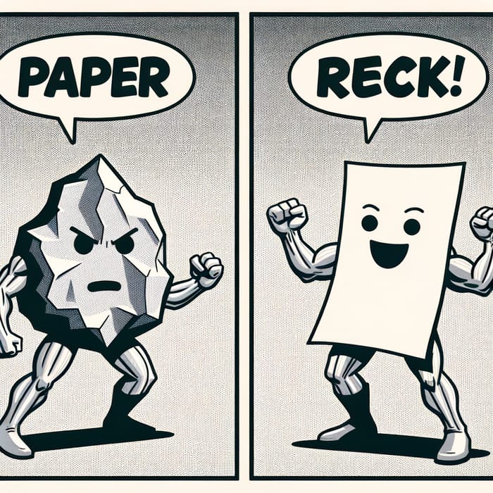 Paper Beats Rock! Personified Objects Comic Page AI Art Generator EasyPeasy.AI