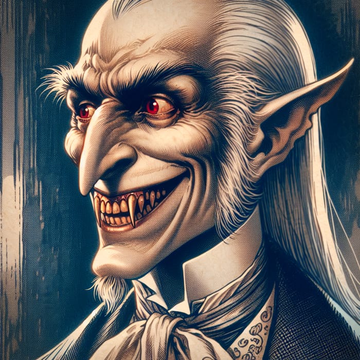 Vintage Tricky Vampire Smiling: Detailed Depiction