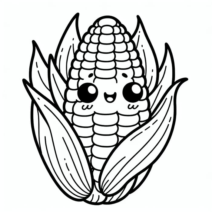 Cute Corn Coloring Page for Kids