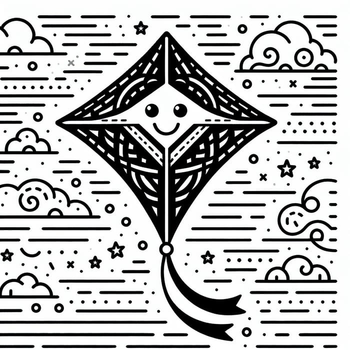 Delightful Kite Coloring Page: Simple & Whimsical Design for Kids