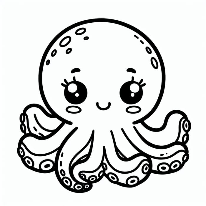 Cute Octopus Coloring Page for Kids