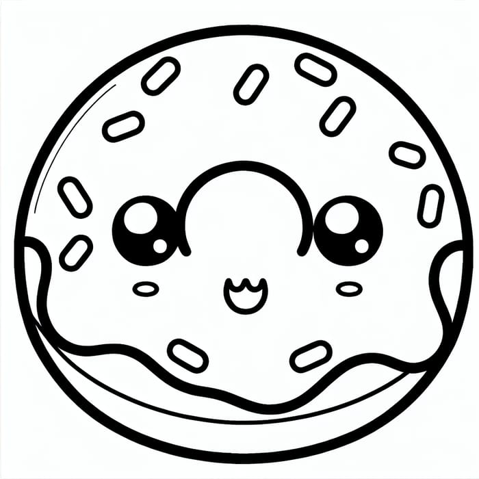 Adorable Doughnut Coloring Page for 4-Year-Olds