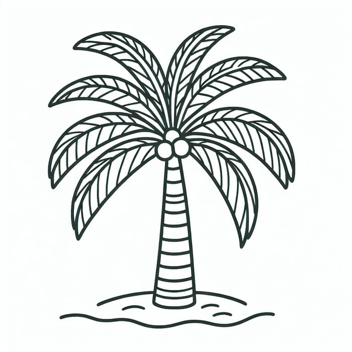 Simple and Easy Palm Tree Coloring Page for Toddlers
