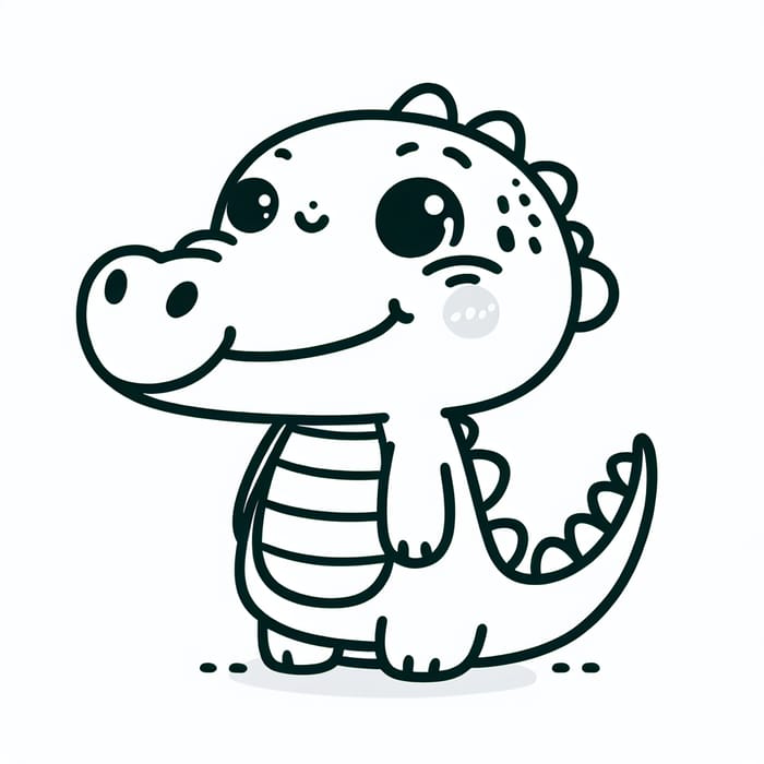 Simple Cute Crocodile Coloring Page for Toddlers