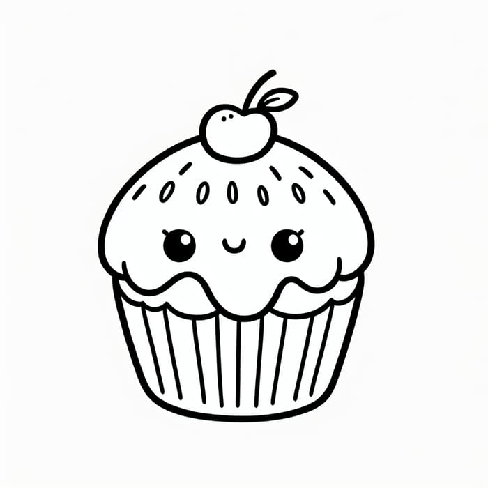 Cute Cupcake Coloring Page for Toddlers