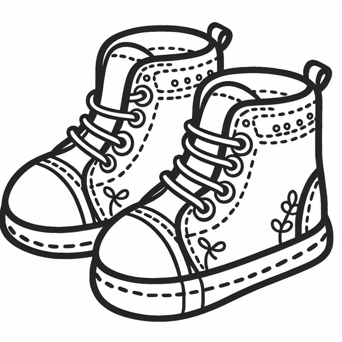 Simple Shoes Line Art for 2-Year-Olds