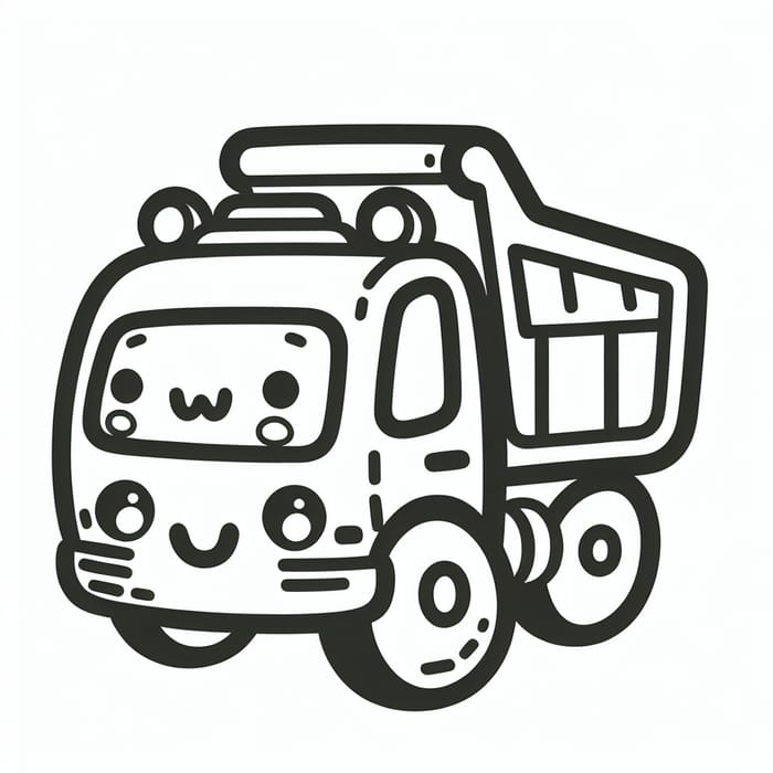 Cute Line-Art Truck for Kids to Color