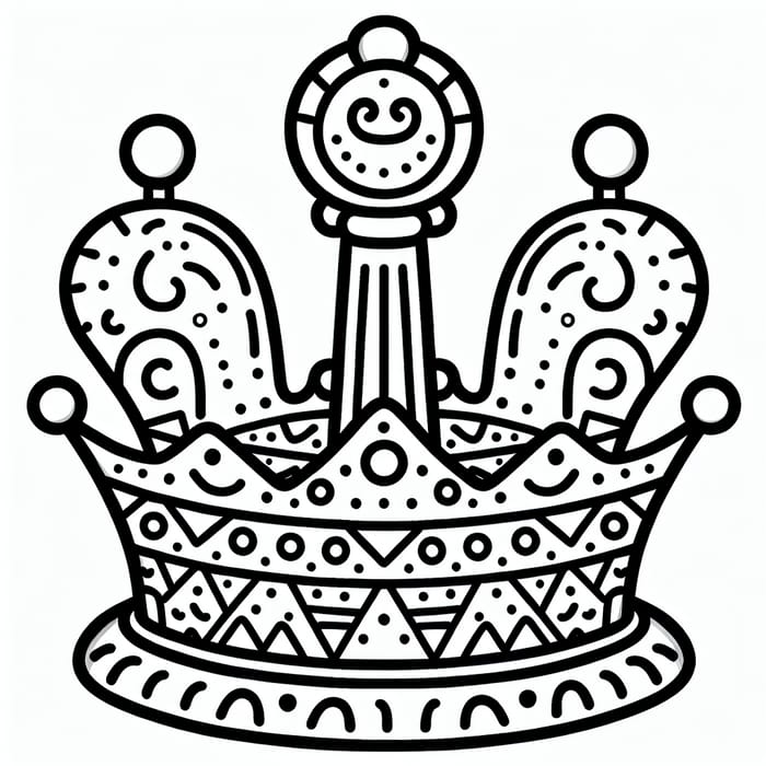 Simple and Easy Crown Coloring Page for Toddlers