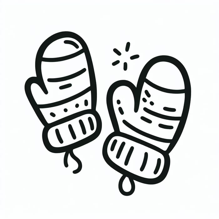 Simple Line-Art Mittens for Kids Coloring