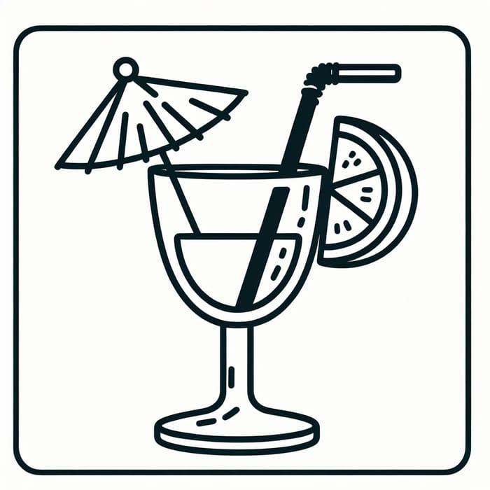Simple Line-Art Non-Alcoholic Cocktail for Kids