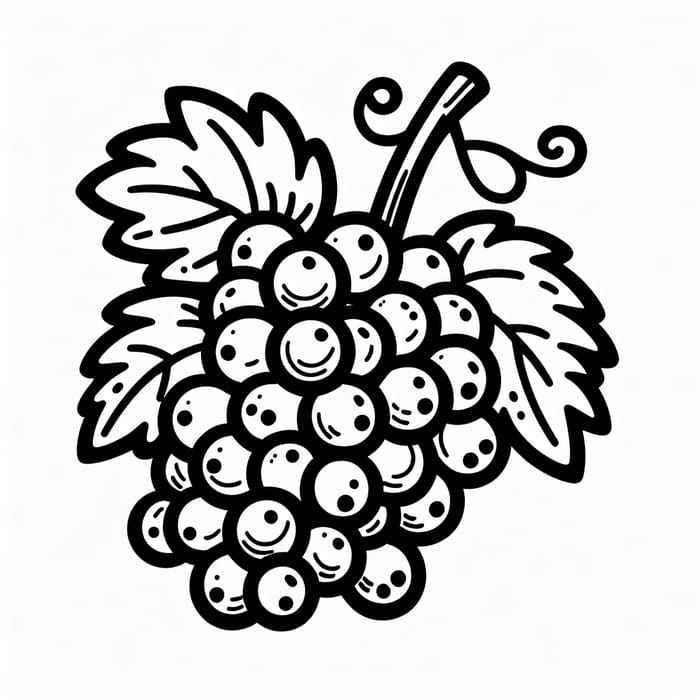 Cute Grapes Coloring Page for Kids