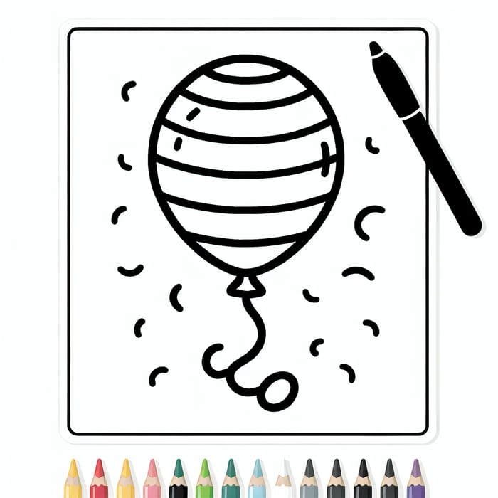 Simple Birthday Balloon Coloring Page - Easy for 2-Year-Olds