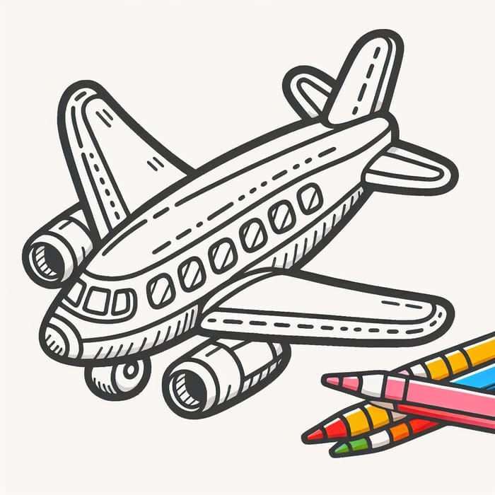 Big and Easy Airplane Coloring Page for Toddlers