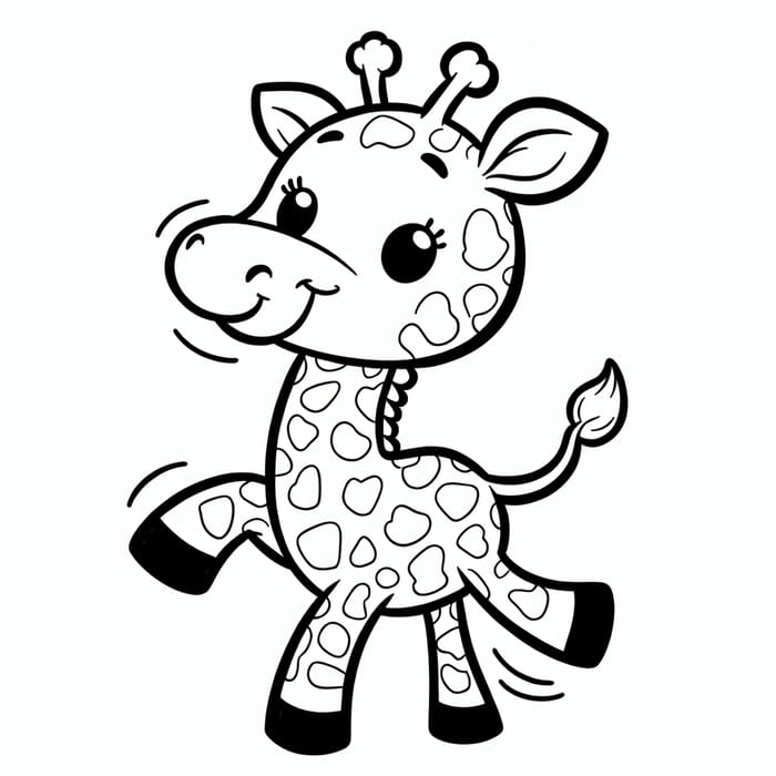Whimsical Giraffe Cartoon | Ideal for 2-Year-Old Coloring
