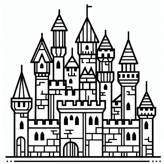 Simple Castle Coloring Page for Toddlers
