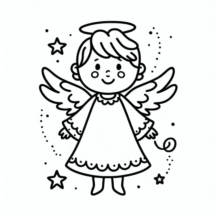 Adorable Angel Coloring Page for Kids