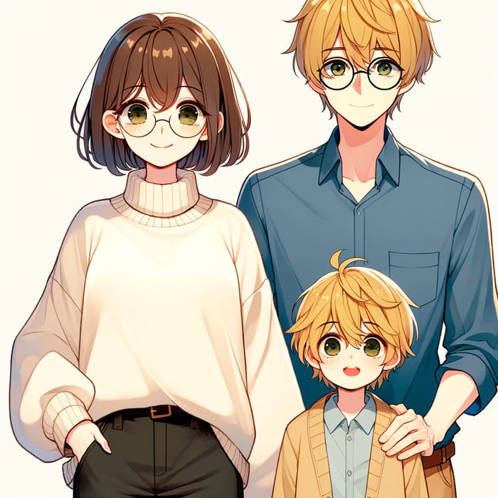 Heartwarming Jujutsu Kaisen Anime Scene with Short Woman and Little Boy