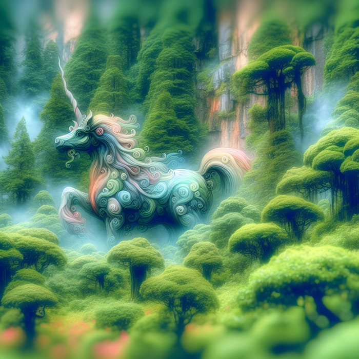 Mystical Unicorn in Enchanted Watercolor Forest