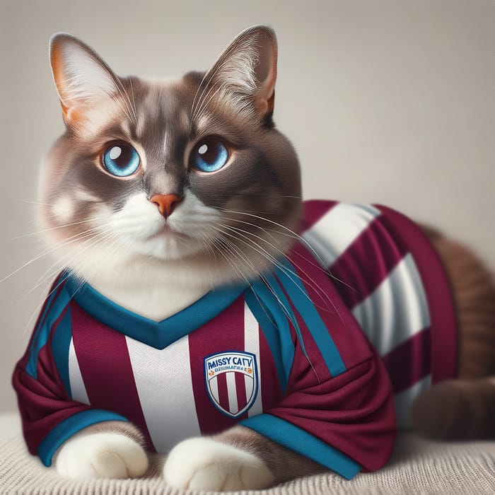 Cat in Blue and Garnet Soccer Jersey - Barca Fan Feline