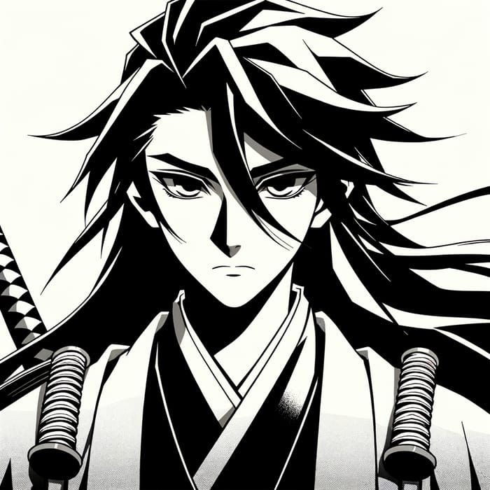 Youthful Male Samurai Character Design in Anime Style