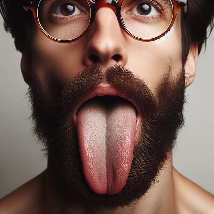 Caucasian Man with Long Tongue - Close-Up Photo