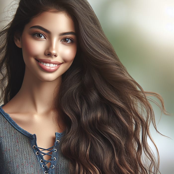 Pretty Hispanic Girl with Long Wavy Hair | Beautiful Image