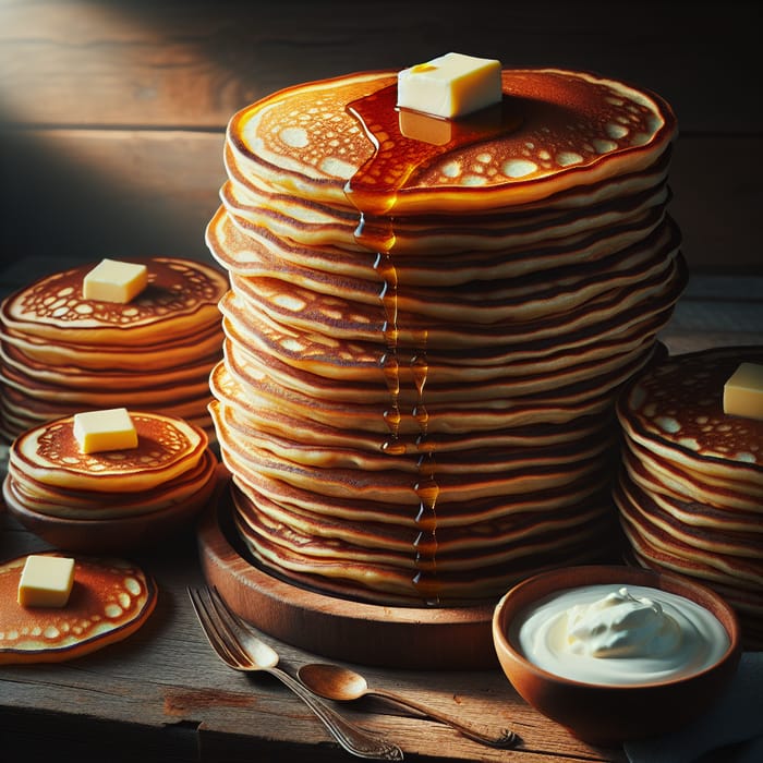 Golden Stack of Russian Pancakes - Authentic Blini Delight