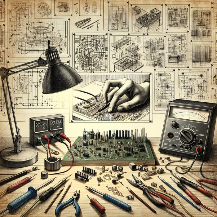 Electrical Engineering Sketch Art | Engineer's Workspace