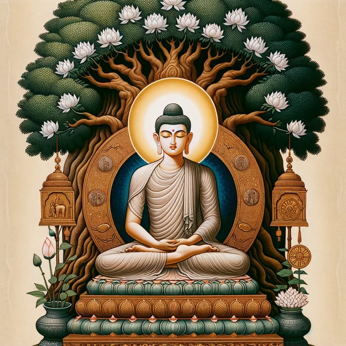 Gautam Buddha Meditating Under Bodhi Tree | Gandhara Art