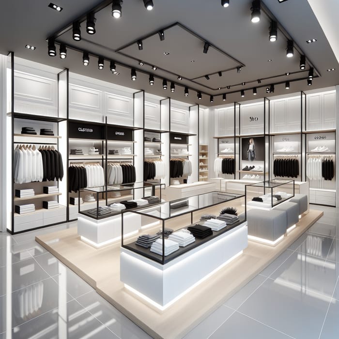 Spacious & Modern 3D Clothing Store Design | Soft Lighting & Functional