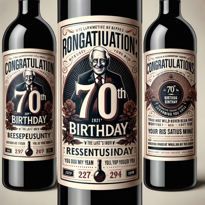 Create Elegant 70th Birthday Wine Label for Men with Beautiful Words