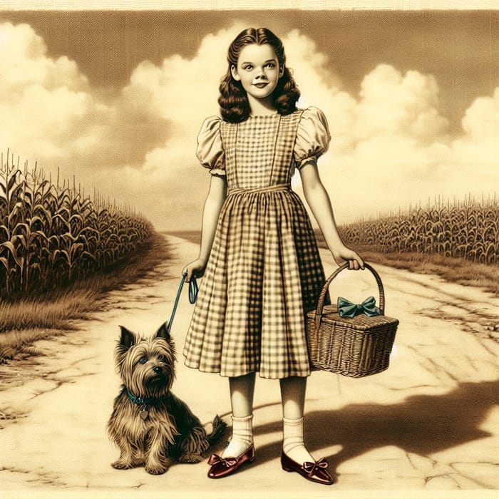 Anime Dorothy Gale in Midwestern Landscape