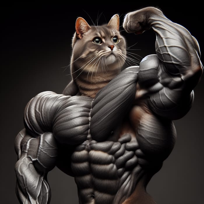 Muscular Cat Flexing Muscles | Stunning Image of a Powerful Feline