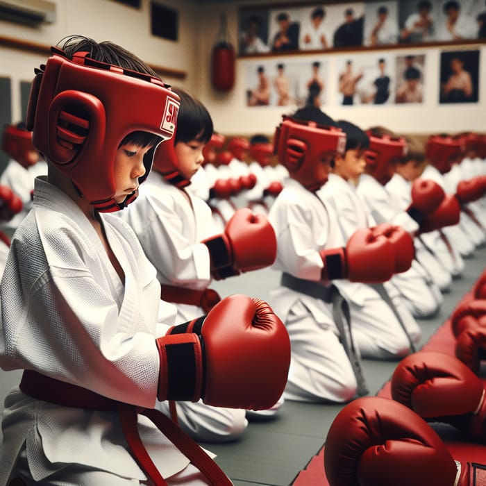 Intense Children's Martial Arts Training in White Kimonos
