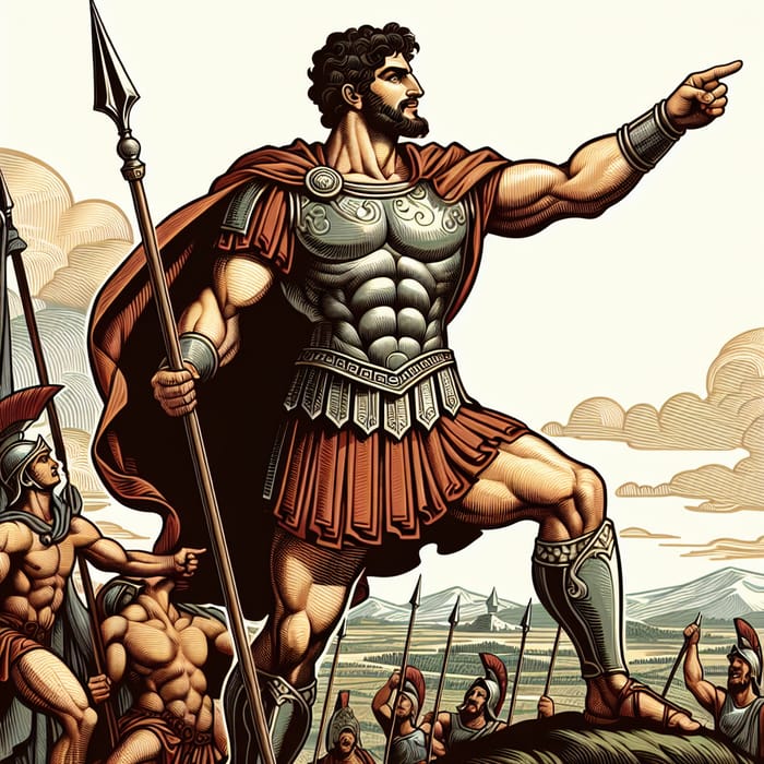 Ancient Greek Conqueror in Art: Legendary Warrior Illustration