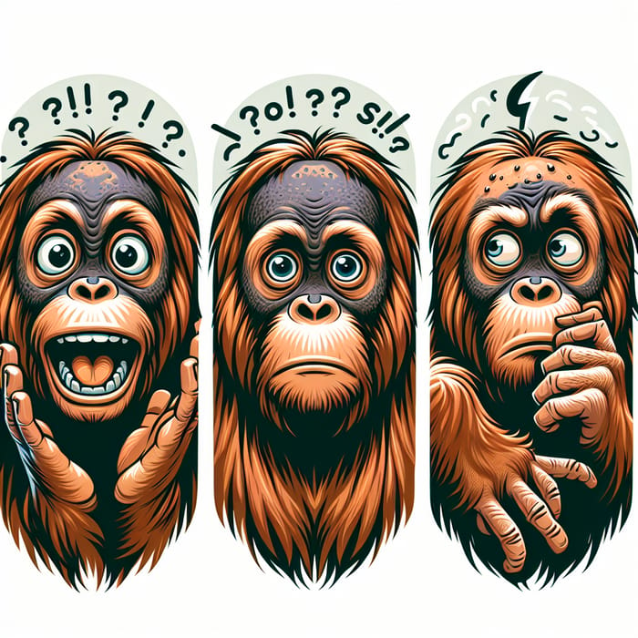 Orangutans Showcasing Different Emotions