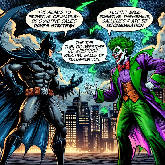 Joker vs Batman: Dynamic Comic Book Page Debate in Vibrant City Scene