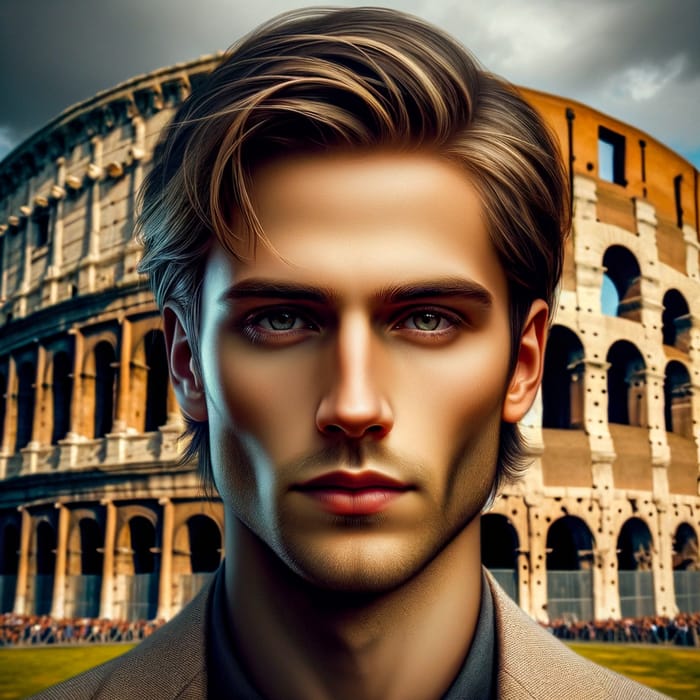 Nordic European Male Gladiator in Roman Colosseum: Dark Blond Hair