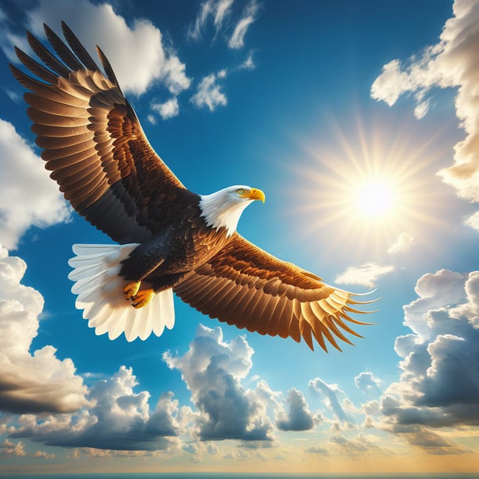 Majestic Eagle in Clear Blue Sky | Nature's Beauty