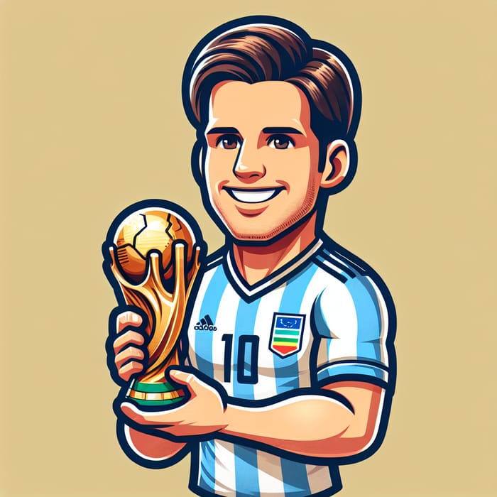 Messi with World Cup Trophy | Number 10 Jersey