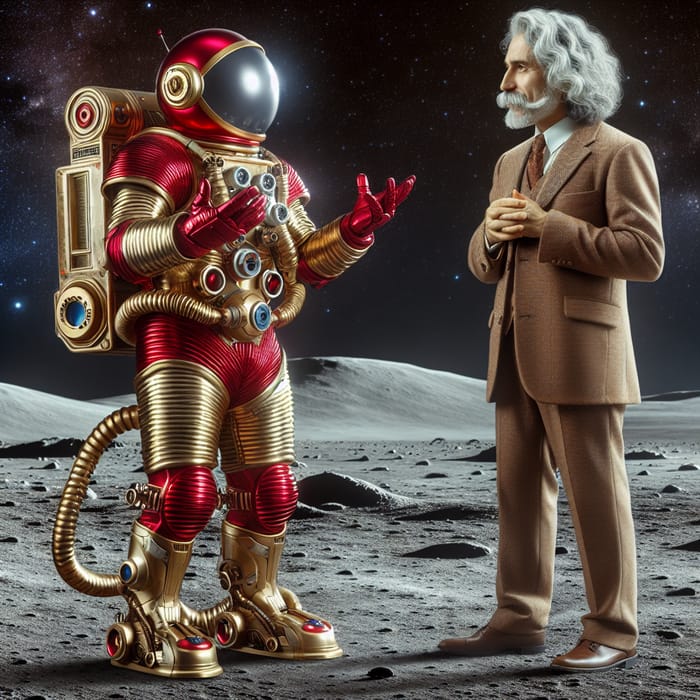 Iron Man Lunar Chat with Einstein: Heroic vs. Scientific Encounter
