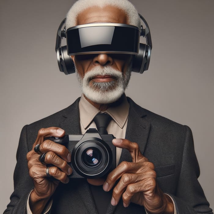 Elderly Futuristic African American Photographer | Virtual Reality Vision