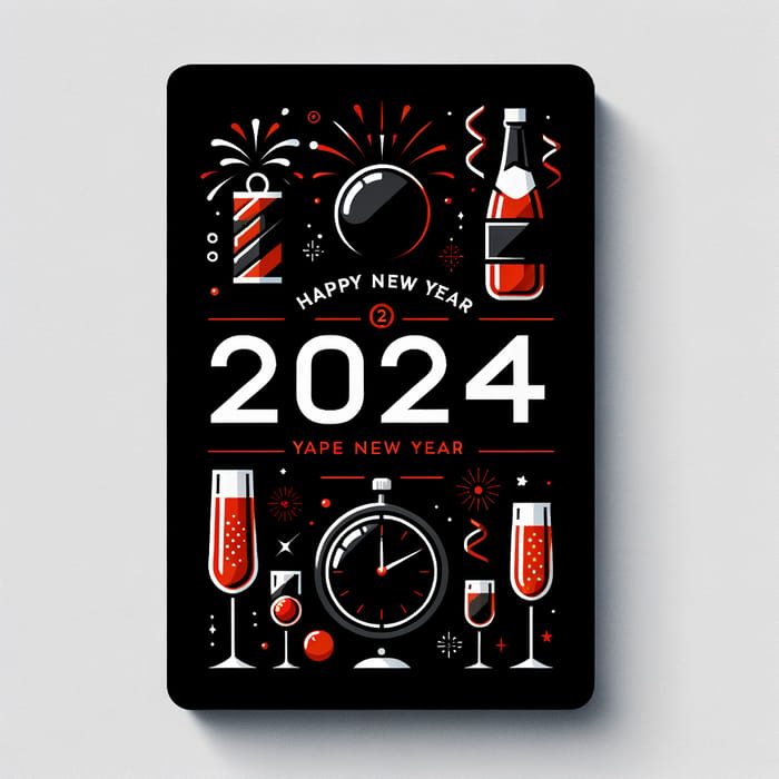 Chic Black and Red New Year 2024 Card by Company
