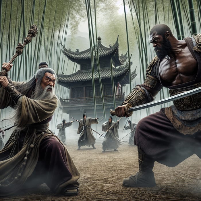Monk Lu Zhishen vs. Dark Warrior Li Kui Battle in Bamboo Forest - Epic Encounter