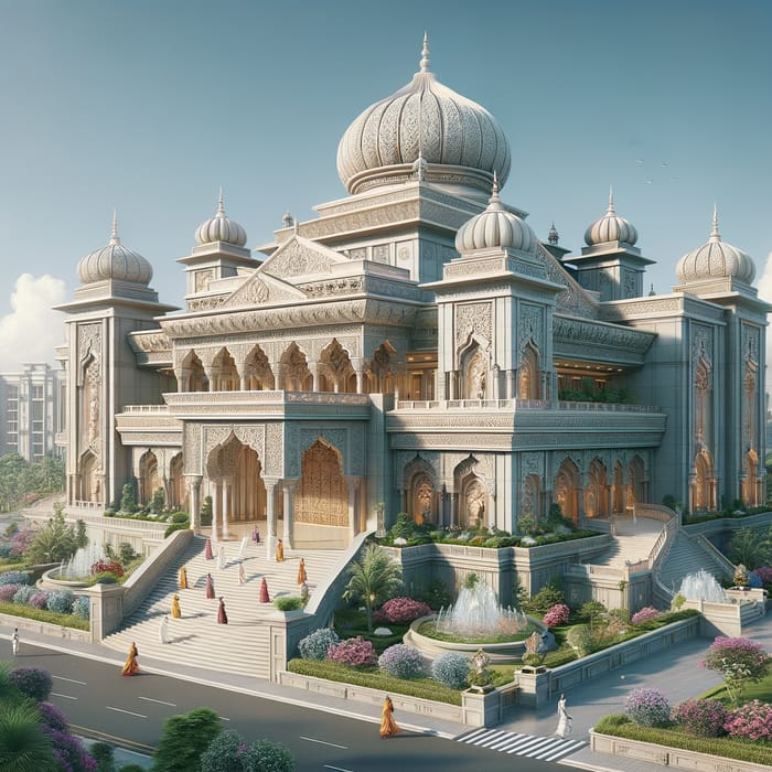 Architectural Render: Hindu-Contemporary Convention Center Design