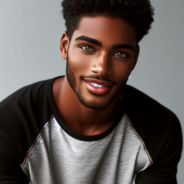 Strikingly Handsome Young Black Man with Captivating Hazel Eyes